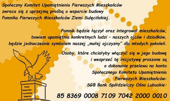 Budowa Pomnika Pierwszych Mieszkańców Ziemii Sulęcińskiej