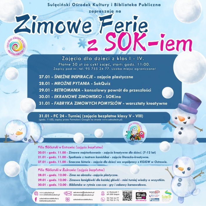 FERIE ZIMOWE W SOK-U i BIBLIOTECE PUBLICZNEJ