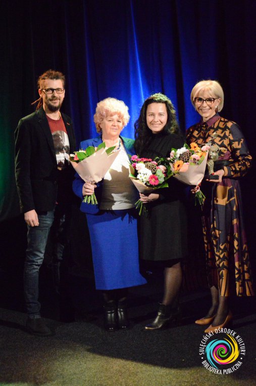 Sala widowiskowa, finał plebiscytu Oosobowość Sulęcina. Od lewej: Jacek Filipek, Irena Ejchart, Ewa Krynicka, Monika Stegeman.